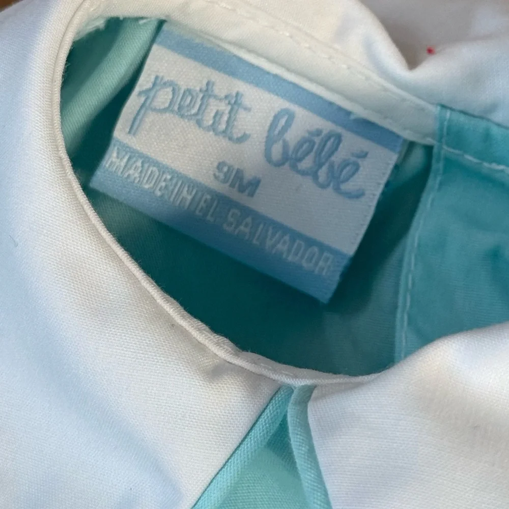 Petit Bebe Boys 9M Smocked Easter Bunnies Teal Bubble Spring Rabbit Short Sleeve